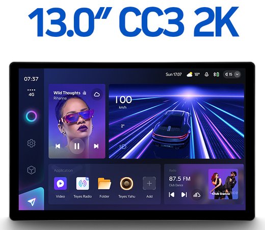 Магнитола в рамку 9/10 - Teyes CC3-2K монитор 13", QLED+2K, Android 10, ТОП процессор, 4G SIM-слот, CarPlay