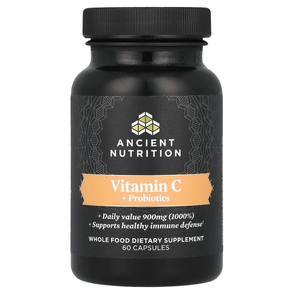 Ancient Nutrition, витамин C с пробиотиками, 60 капсул