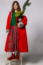 Юбка из штапеля, крупные красные тюльпаны