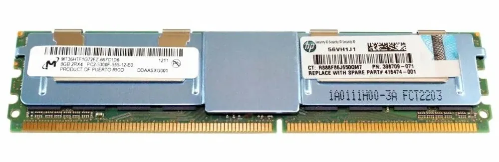 Оперативная память HP 8GB 2Rx4 PC2-5300F DDR2 Memory 398709-071
