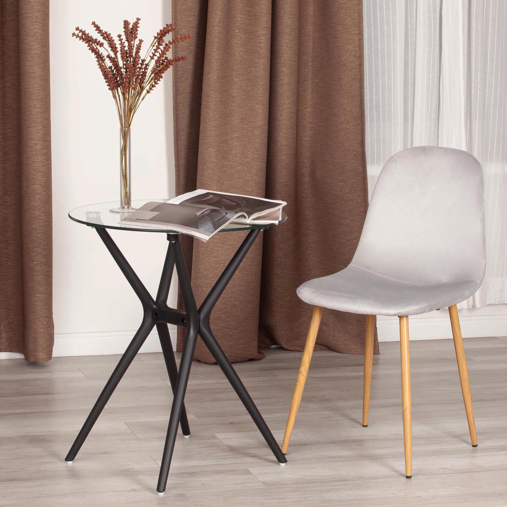 Стул BREEZE (mod. 4724) Велюр/металл , 44 х 53 х 87 см, Light grey (светло-серый) HLR14 / натуральный