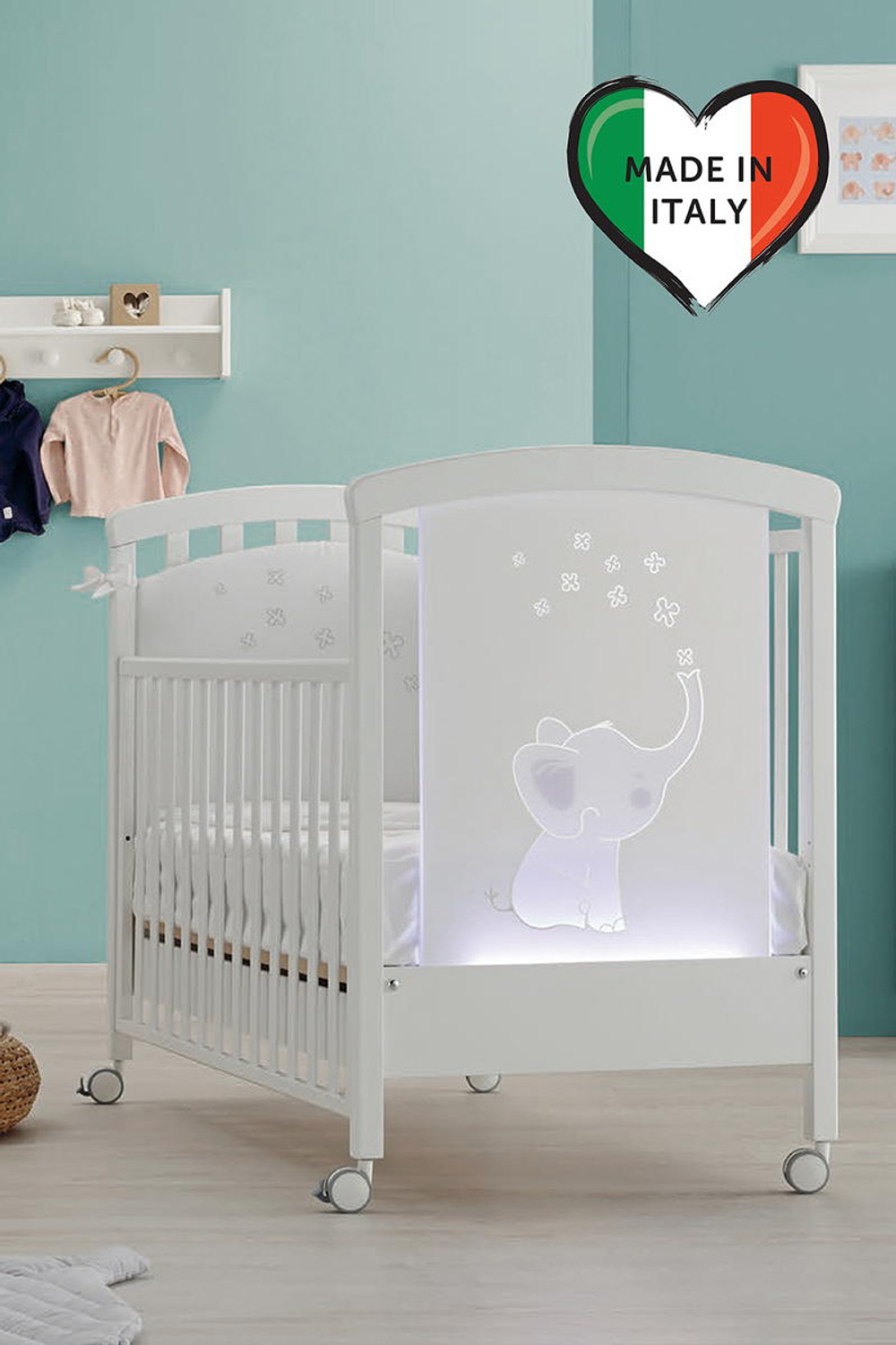 Детская кровать Erbesi Elly LED белый