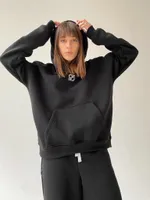 Худи ONE TWO "BASIC" Начес Черный