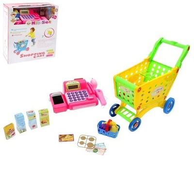 Игровой набор с тележкой, розовой кассой и аксессуарами, световые и звуковые эффекты