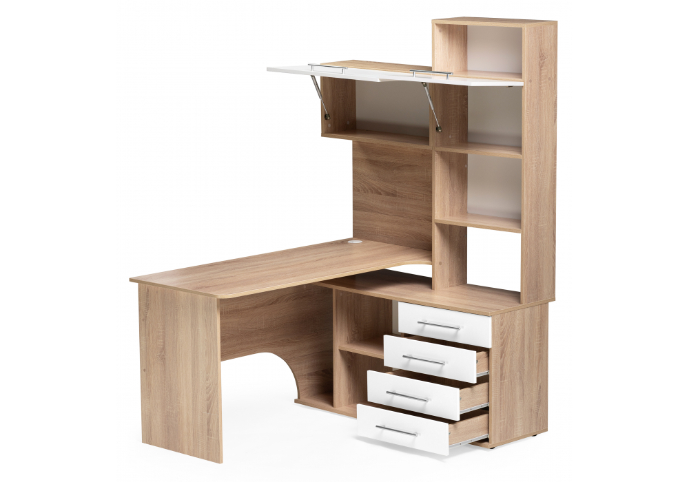 Компьютерный стол Woodville КСТ-14.1П правый дуб сонома, белый