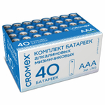 Батарейки алкалиновые "мизинчиковые" комплект 40 шт. CROMEX Alkaline ААА (LR03 24А) в коробке