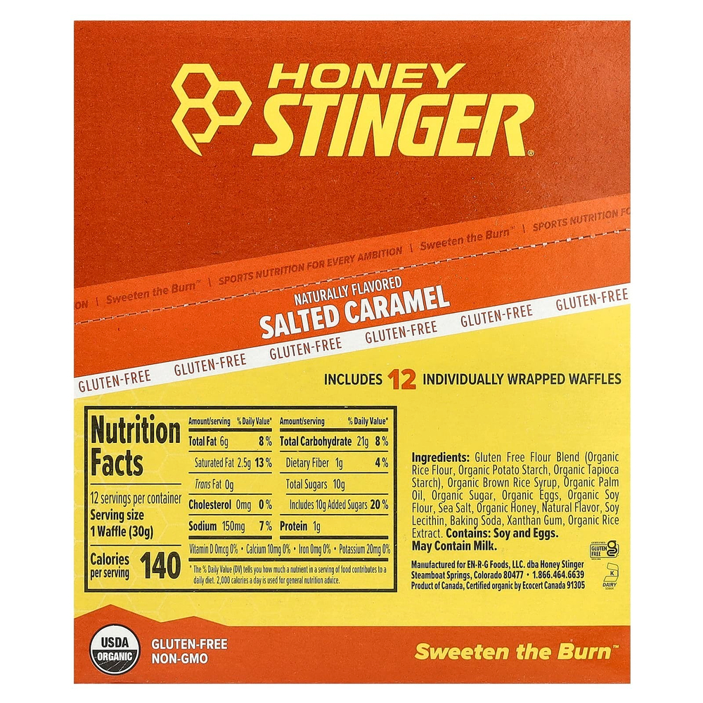 Honey Stinger, Energy Waffle, соленая карамель, 12 вафель по 30 г (1,06 унции)
