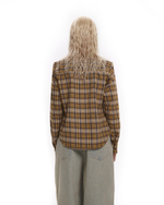 Рубашка в клетку с ремнем воланом