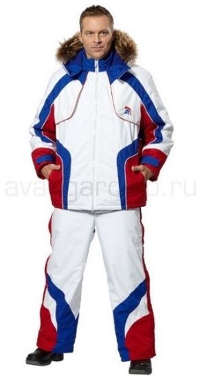 Костюм зимний "Эльбрус" брюки (белый/василек/красный)