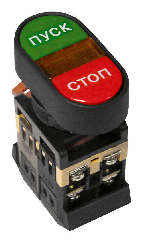 Кнопочный выключатель APBB-22N сдвоенная кнопка "Пуск-Стоп" с подсветкой