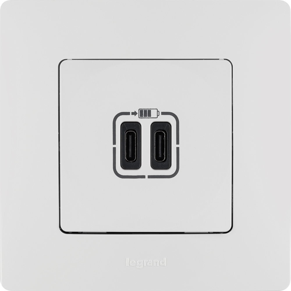 Розетка USB тип С / тип С 3000мА 15Вт - белый ETIKA Legrand