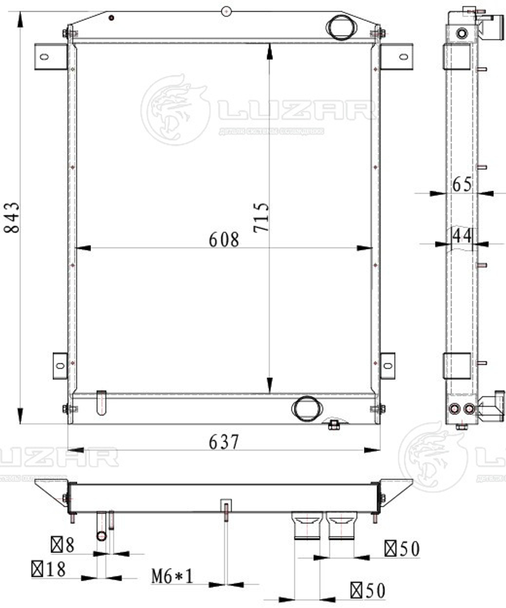 LRc 0312 -  Радиатор охлаждения для а/м ГАЗ Валдай 12 (23-) с дв. ЯМЗ-53445
