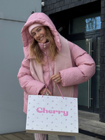 Пуховик Рокет розовый в полоску