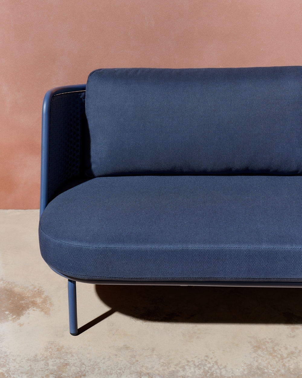 Уличный 3-местный диван Sedalis из алюминия и синей веревки 210 см