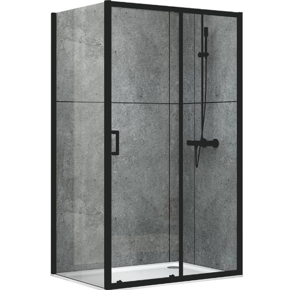 Душевой уголок Abber Schwarzer Diamant 80х170 AG30170B-S80B профиль Черный стекло прозрачное