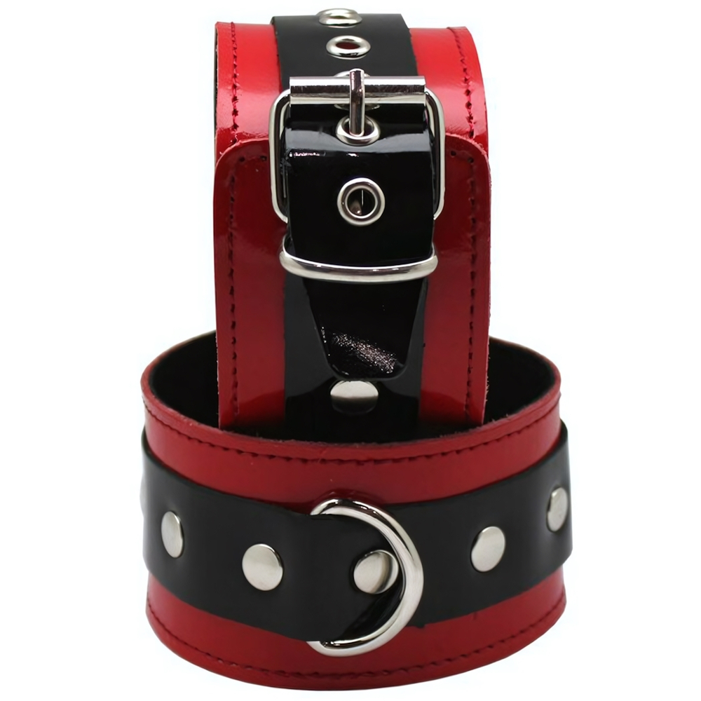 Поножи из красной лакированной кожи (Цвет: черный с красным)