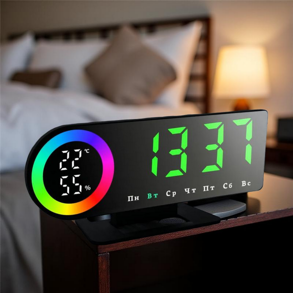 Часы-будильник настольные LED W601 Black