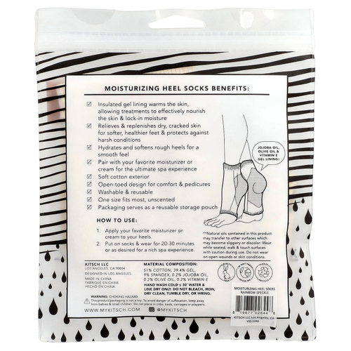 Kitsch, Увлажняющие носки на каблуке, с радужными крапинками, 1 пара