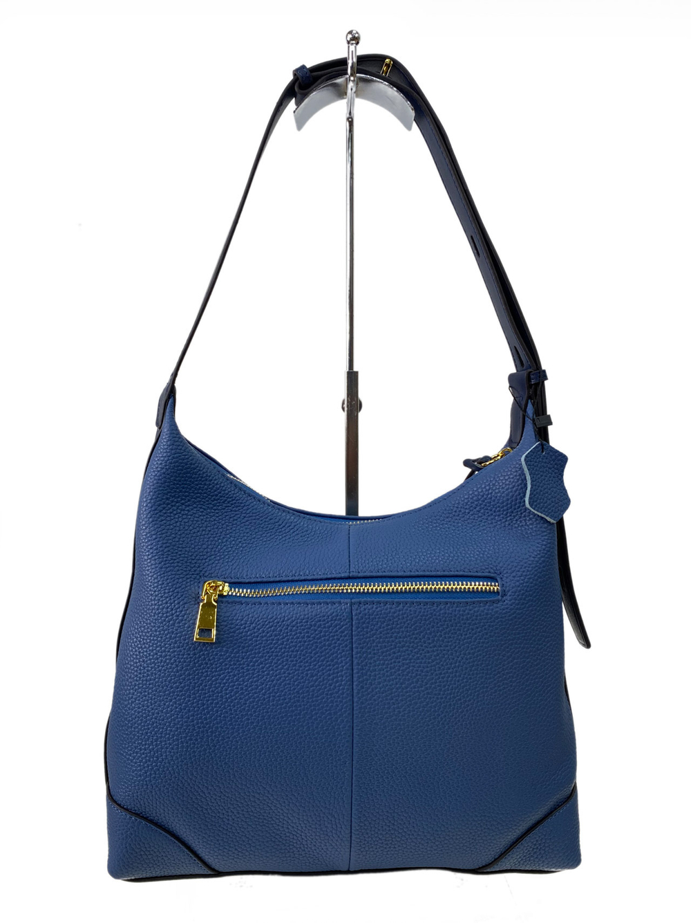Женская сумка хобо из натуральной кожи, цвет синий