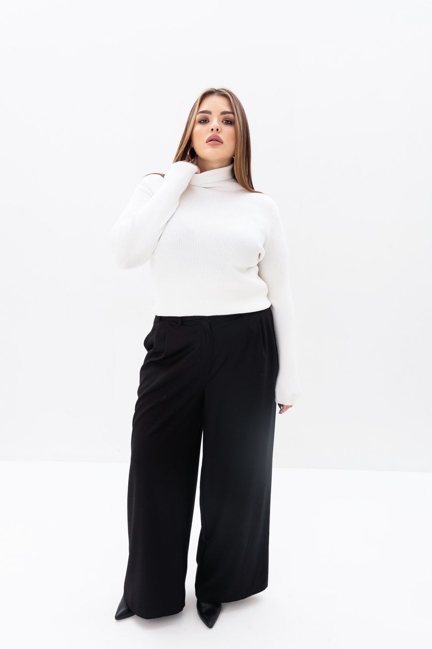 Водолазка вязаная в рубчик, молочный