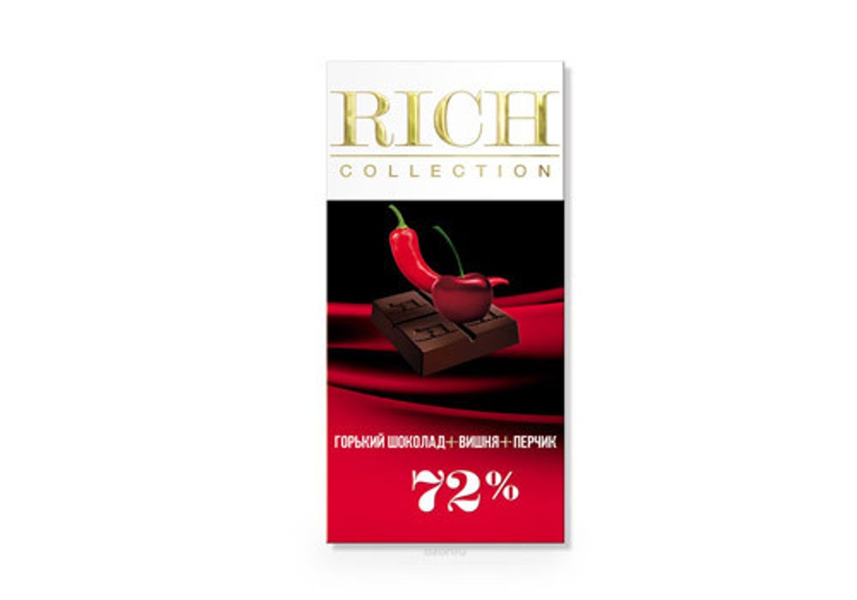 Горький шоколад Rich с вишней и кайенским перцем, 70г