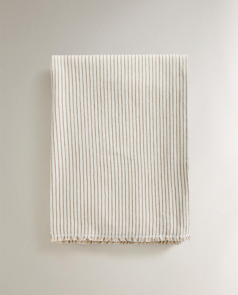 Zara Home плед из хлопка, коричневый, в полоску