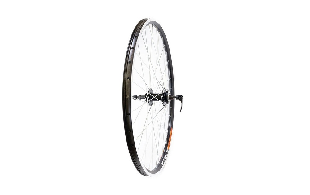 Колесо заднее 27.5" TRIX, профиль алюминиевый, двойной, 36H, фрезерованный, 584х18.6/24.4х19мм, A/V, анодированный, черный, черный, втулка алюминиевая, под ДИСК, под трещотку, гайка, черная, спица черн.
