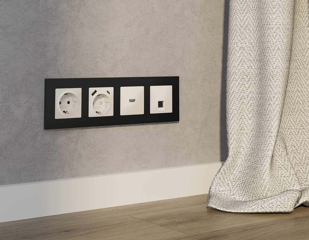 MA332010 Комплект механизма компьютерной розетки ALFA Бежевый матовый RJ-45(8P8C) CAT6 с шторкой QUANT (AP3320, VM188)