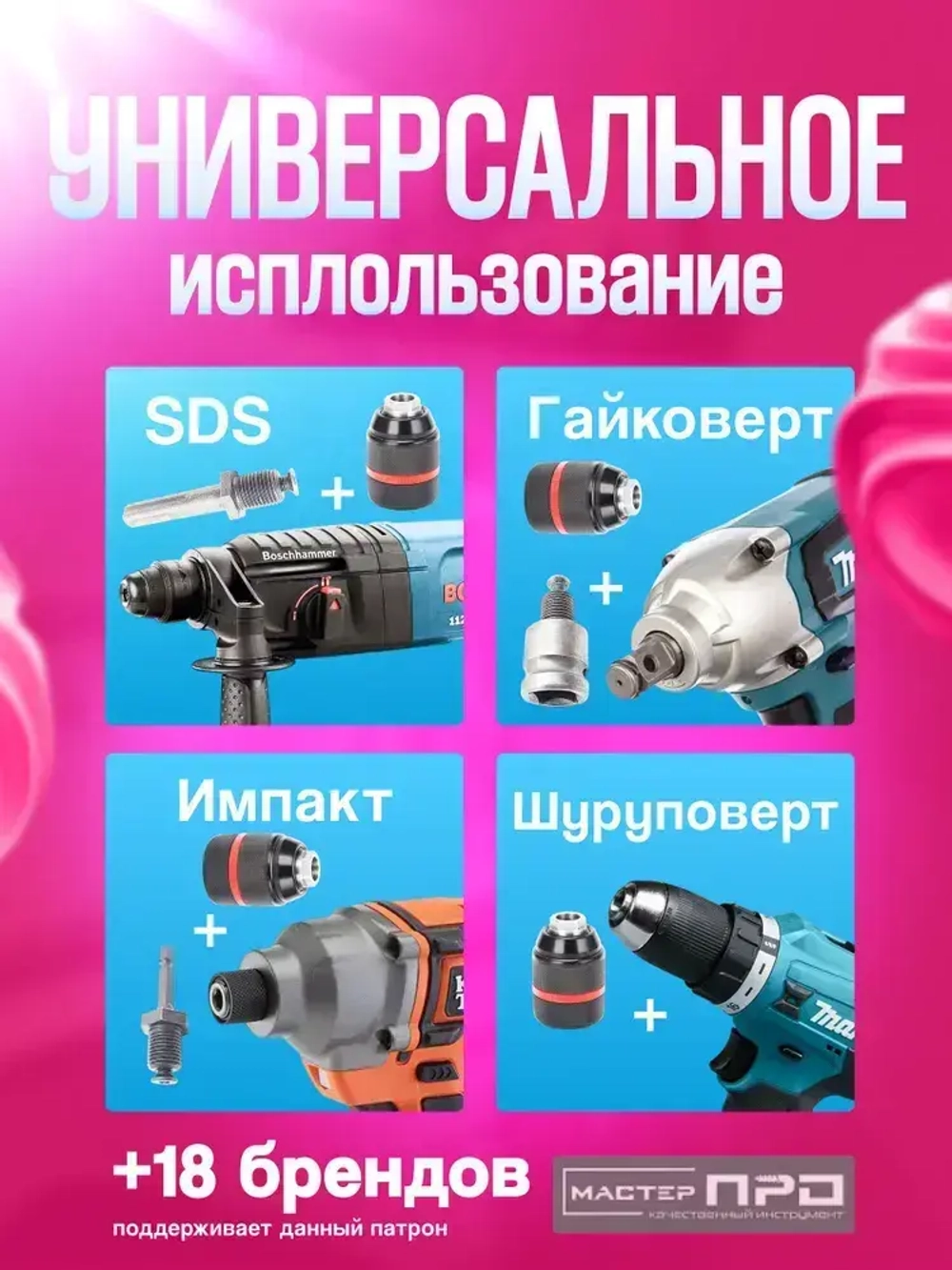 Патрон ударный быстрозажимной 13 мм, 1/2 М2 набор 2