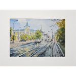 Картина авторская акварельная в паспарту 30х40 см на стену для интерьера "Осень на Даниловском валу"