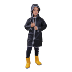 Дождевик с капюшоном, черный, рост 100 см