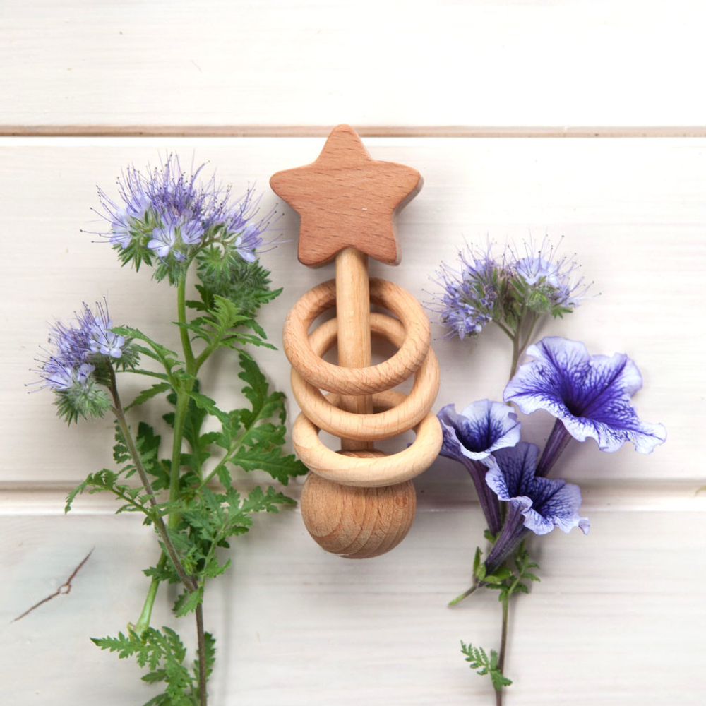 Погремушка - грызунок с колечками Волшебная звездочка Леснушки