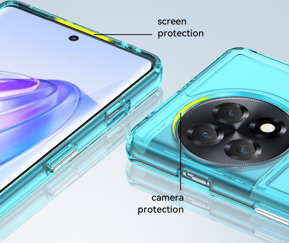 Мягкий чехол бирюзового цвета для смартфона OnePlus Ace 2 и 11R, увеличенные защитные свойства, мягкий отклик кнопок