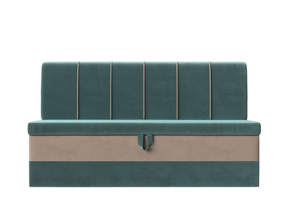 Диван кухонный прямой Энигма, Бирюзовый\Бежевый, Велюр, 112882
