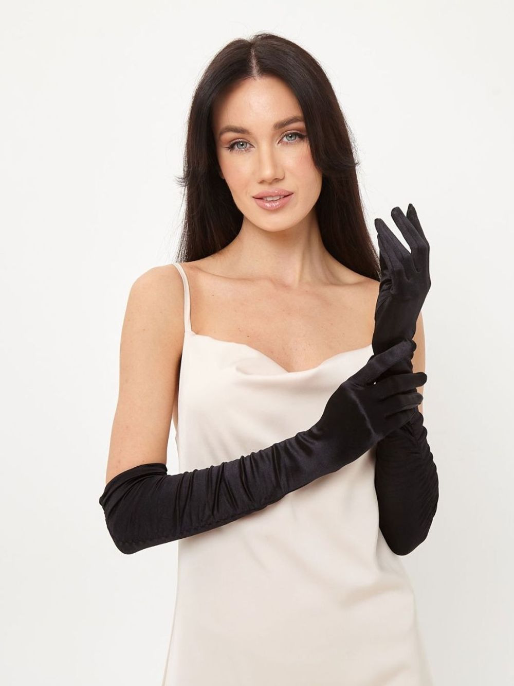 Перчатки длинные атласные