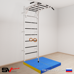 Шведская стенка Sv Sport 5334 (Турник рукоход/Канат/Кольца/Мат 1м)