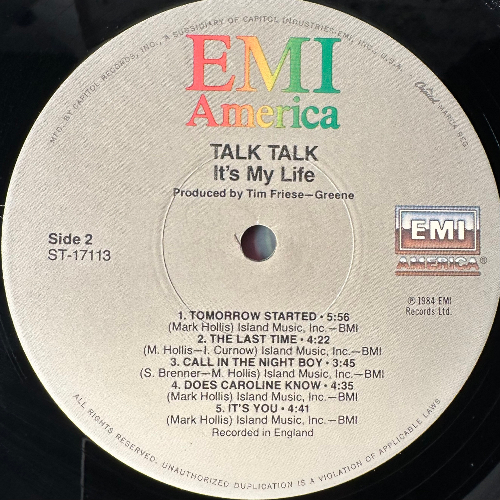 Talk Talk ‎– It's My Life (США 1984г.)