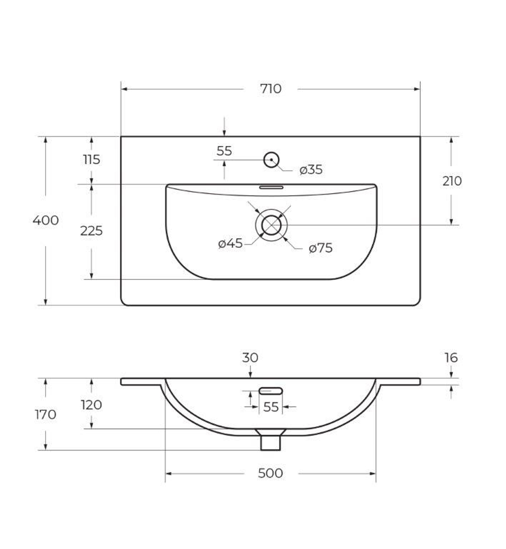 Тумба с раковиной подвесная BelBagno UNO-MINI-700-2C-SO-AO Голубой матовый, раковина белая BB-8099-3-70