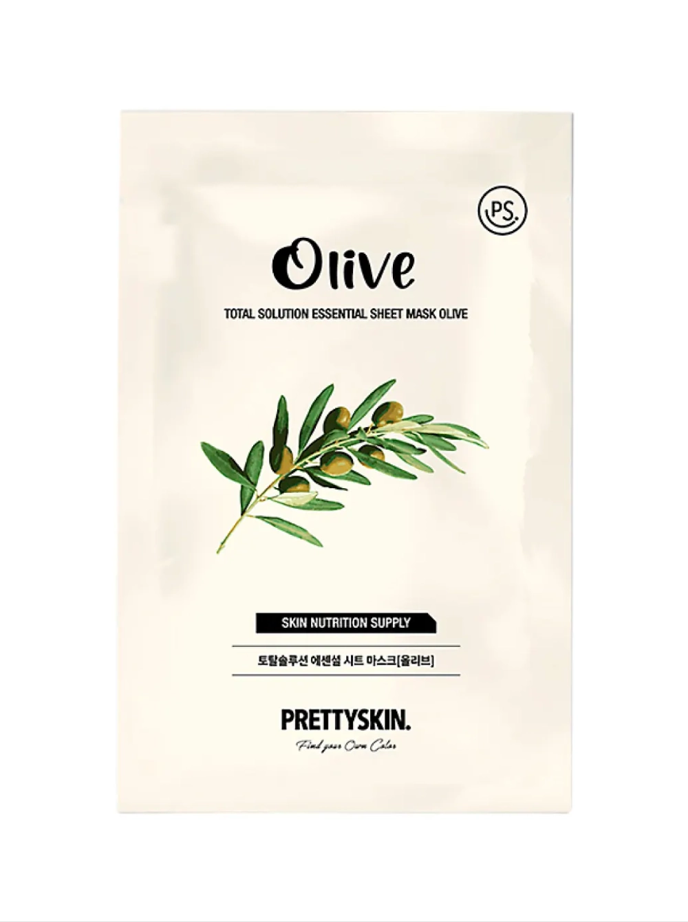 PrettySkin Mask Sheet Olive Total Solution Essential Маска для лица тканевая против несовершенств с экстрактом оливы, 23 гр
