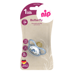 NIP Соска пустышка, латекс, размер 1 "Butterfly" Дино (0-6 мес) 1 шт