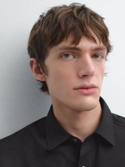 Massimo Dutti Рубашка классического кроя из хлопковой смеси, темно-синий