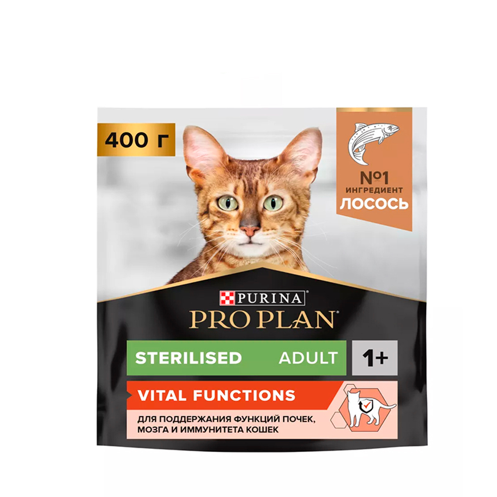 Сухой корм ProPlan Sterilised Vital Function, для стерилизованных кошек, с лососем, 400 г