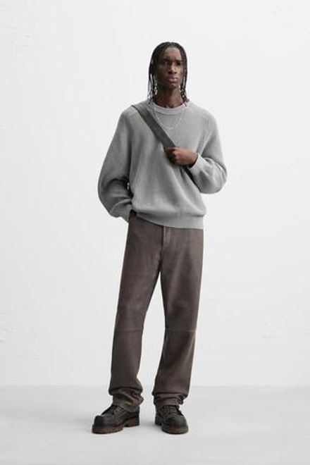 ZARA СВИТЕР RELAXED FIT ИЗ РЕЛЬЕФНОЙ ТКАНИ, СЕРО-СИНИЙ