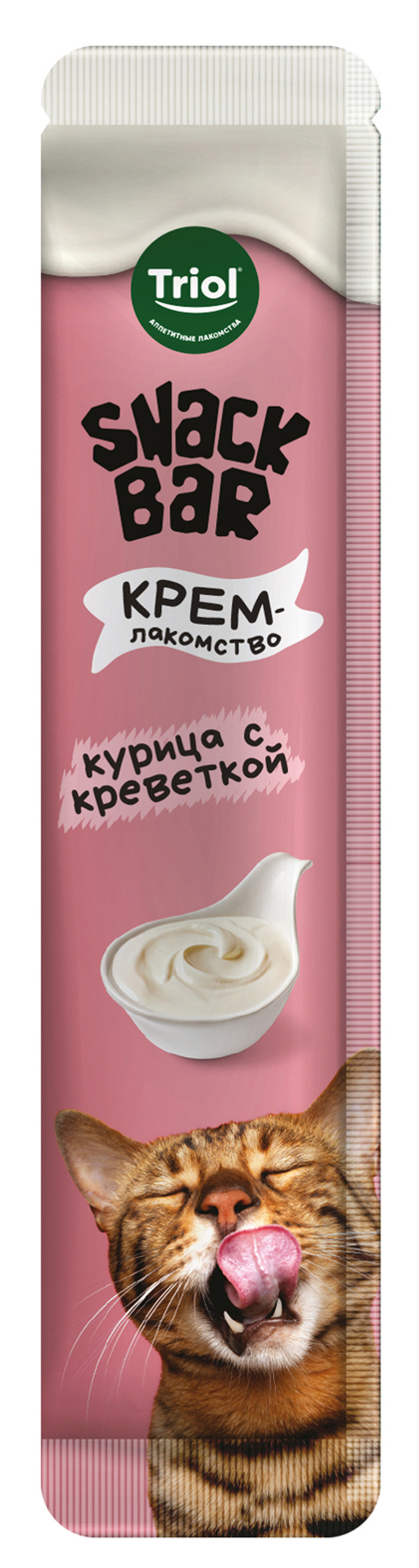 Triol, Лакомства для кошек, Крем из курицы с креветкой, 40 гр.