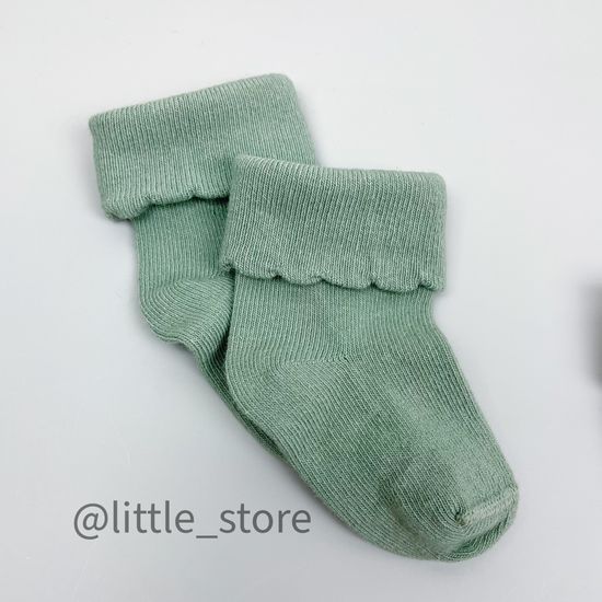 Носочки хлопковые для девочек Мятный/Серый со стоперами