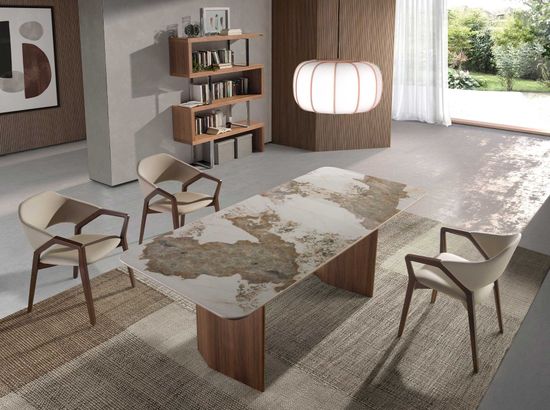Обеденный стол 1129/437-T из мраморной керамики и ореха Angel Cerda Испания 