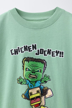 ZARA ФУТБОЛКА С ПРИНТОМ MINECRAFT © MOJANG AB. ™, ОТТЕНКИ ЗЕЛЕНОГО