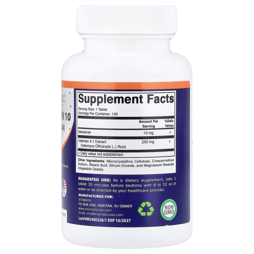 Vitamatic, Meltonin 10 + валериана, 120 таблеток