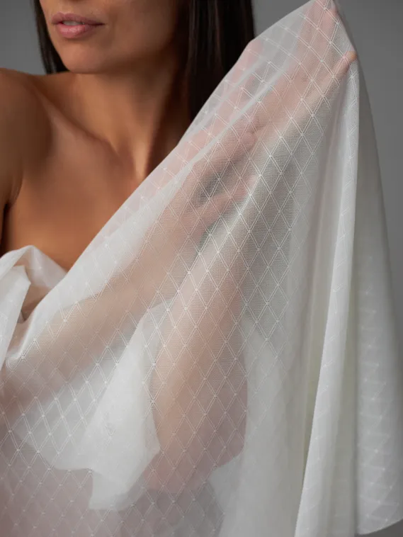 Сетка эластичная ромб оптом, айвори 004