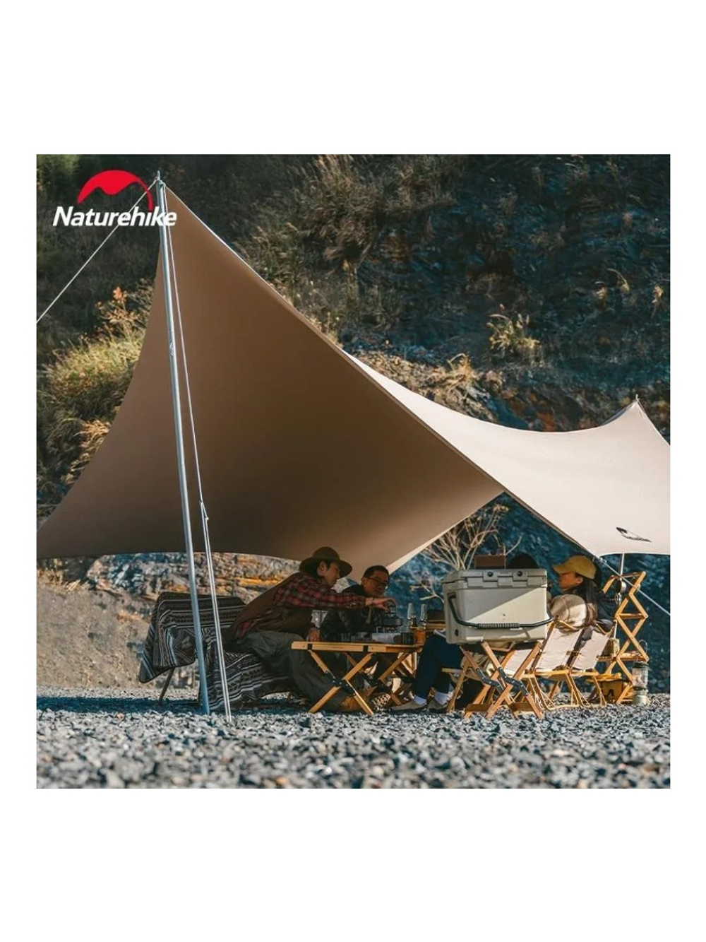 Тент кемпинговый Naturehike Lianyun, алюминиевый каркас, золотистый 690х480 см